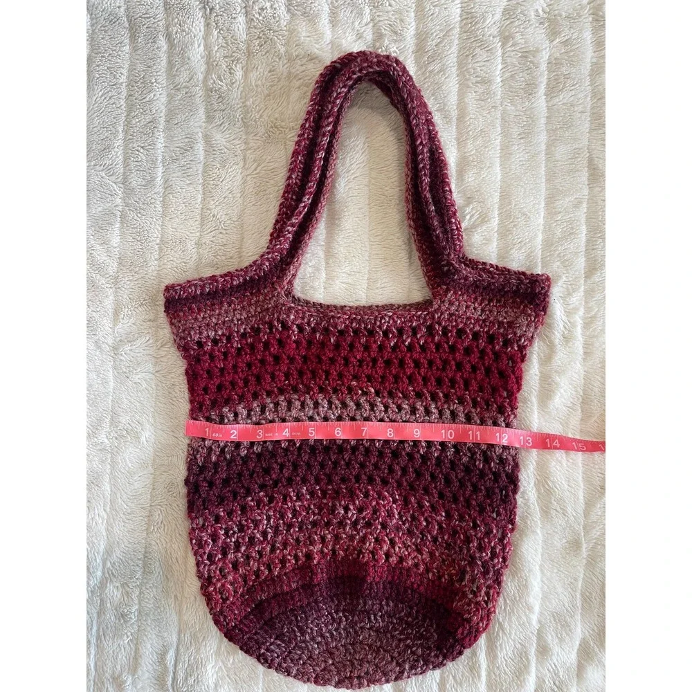 Crochet Market Tote Bag In Variegated Red‎